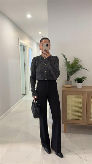 Duffy Siyah Flare Pantolon