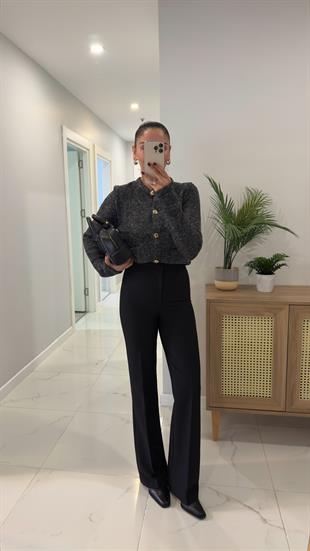 Duffy Siyah Flare Pantolon