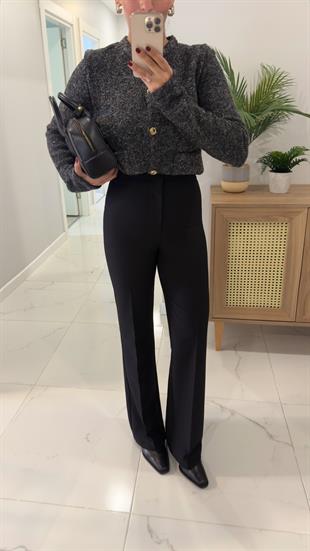 Duffy Siyah Flare Pantolon