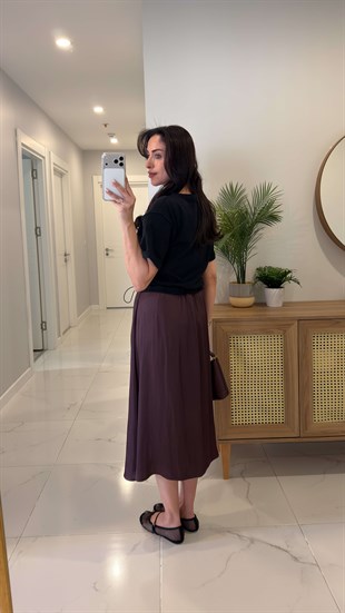 Dusna Siyah Bordo Büzgü Detaylı Elbise