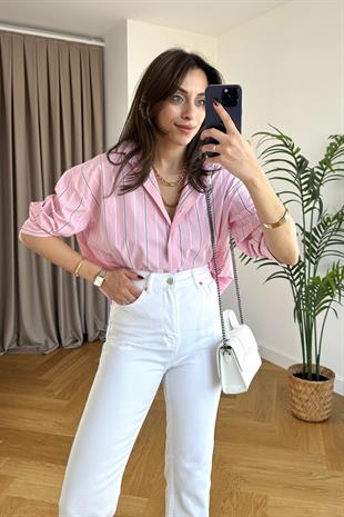 Sendy Pembe Çizgili Gömlek