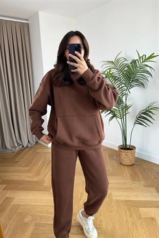 ZR Fonda Kahverengi Sweatshirt Eşofman Takım