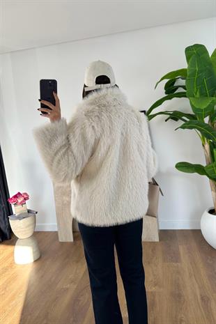 Losla Ekru Peluş Kürk Ceket