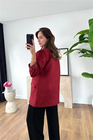 Larson Bordo Astar Detaylı Blazer Ceket