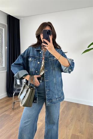 ZR Lorse Lacivert Cep Detaylı Denim Ceket