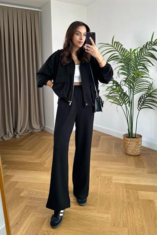Suply Siyah Çıtçıt Detaylı Modal Ceket