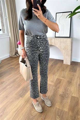 ZR Levsa Leopar Desenli Slim Fit Jean