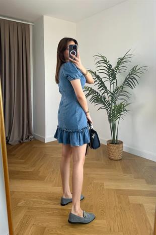 Topshop V Yaka Denim Elbise
