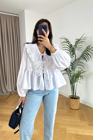 Sento Beyaz Yaka Detaylı Bluz