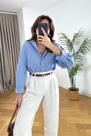 ZR Nexx Bebe Mavi Çizgili Gömlek