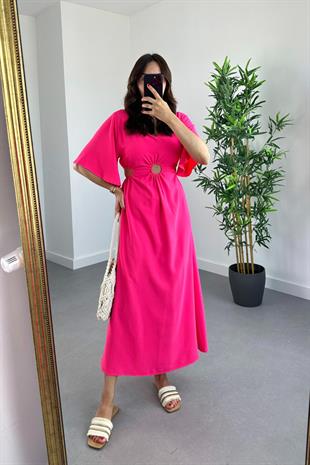 Costo Pembe V Yaka Pencere Detaylı Elbise