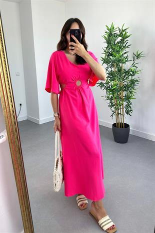 Costo Pembe V Yaka Pencere Detaylı Elbise