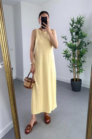 MD Soft Sarı Maxi Boy Elbise