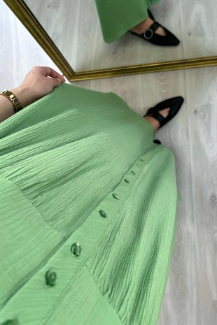 Mng Yeşil Düğmeli Elbise
