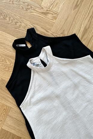ZR Being Taş Halter Yaka Midi Elbise