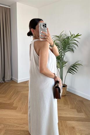 ZR Being Taş Halter Yaka Midi Elbise