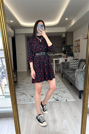 ZR Kırmızı/Siyah Elbise