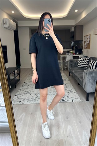 ZR Siyah Kısa Kollu Elbise