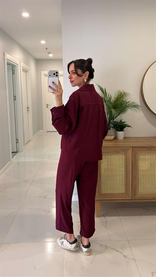 Elevita Bordo Premium Gömlekli Takım