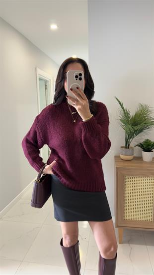 Ellno Bordo Uzun Kol Triko