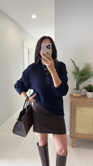 Ellno Lacivert Uzun Kol Triko