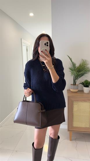 Ellno Lacivert Uzun Kol Triko