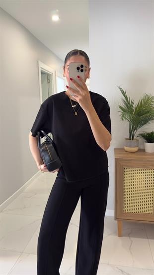 Emma Siyah Fitilli Basic Pantolon Takım