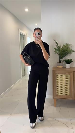 Emma Siyah Fitilli Basic Pantolon Takım