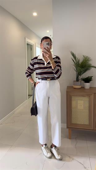 Ernest Beyaz Barrel Jean