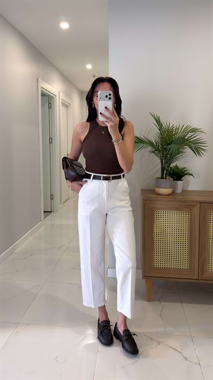 Ernest Beyaz Barrel Jean