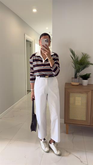 Ernest Beyaz Barrel Jean