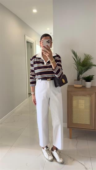 Ernest Beyaz Barrel Jean