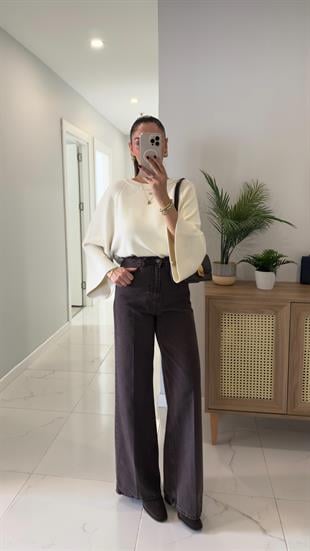 Evelora Kahve Wıde Leg Jean