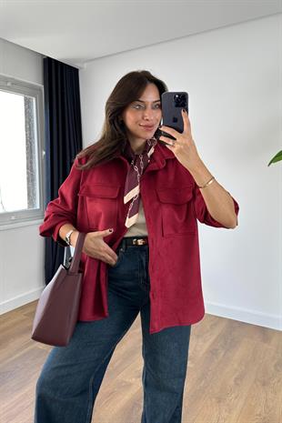 Brinda Bordo Cep Detaylı Ceket