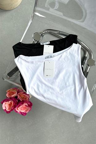 ZR Dispy Siyah Kayık Yaka Bluz