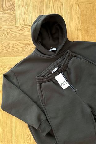 ZR Fonda Acı Kahve Sweatshirt Eşofman Takım