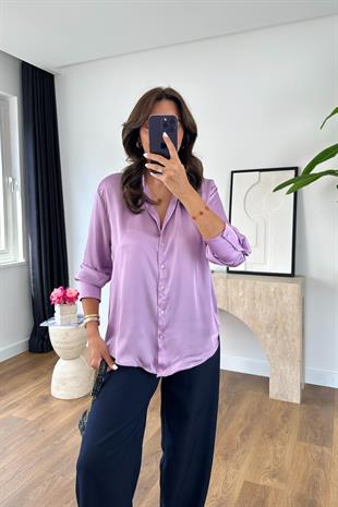 More Lila Saten Gömlek