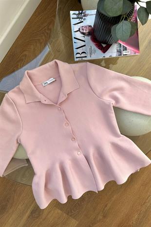 Gurena Pembe Polo Yaka Triko
