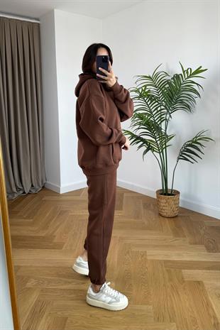 ZR Fonda Kahverengi Sweatshirt Eşofman Takım