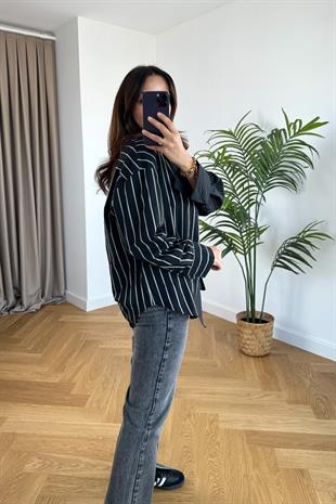 Kloxe Siyah Çizgili Gömlek