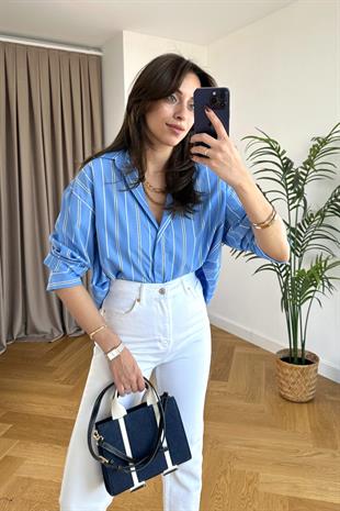 Sendy Mavi Çizgili Gömlek