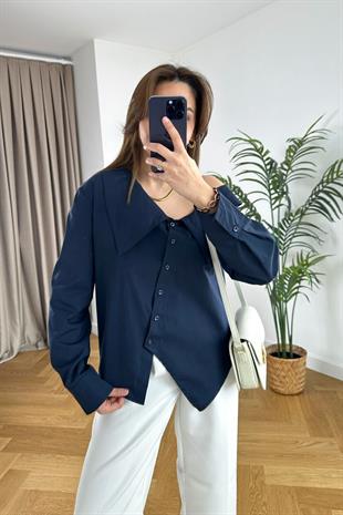 Calles Lacivert Omuz Detaylı Tasarım Gömlek