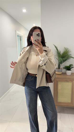 Farme Taş Crop Trençkot