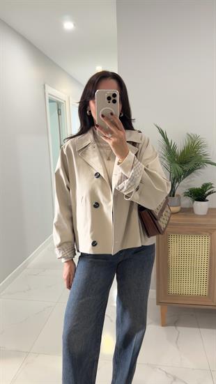 Farme Taş Crop Trençkot