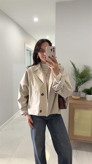 Farme Taş Crop Trençkot