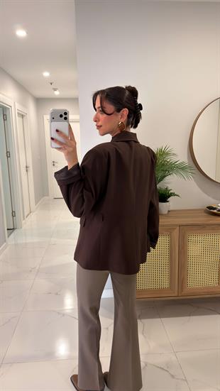 Farrah Kahve Kemerli Blazer Ceket