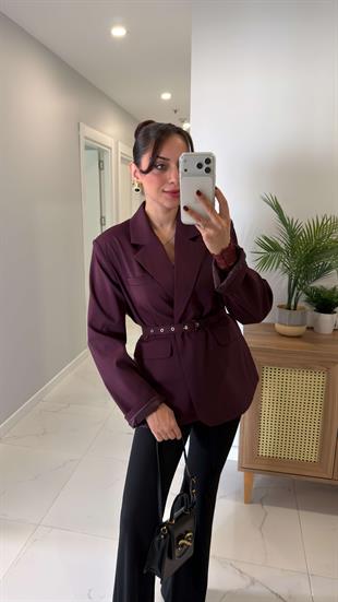 Farrah Mürdüm Kemerli Blazer Ceket