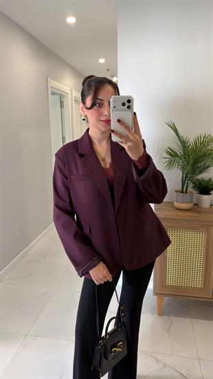 Farrah Mürdüm Kemerli Blazer Ceket