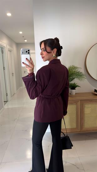 Farrah Mürdüm Kemerli Blazer Ceket