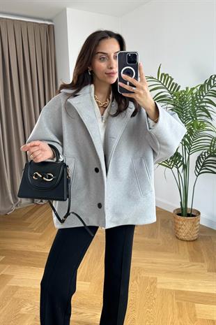 Gri Kaşe Oversize Ceket